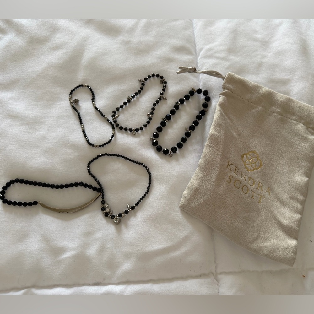 Kendra Scott Silver and Black Beaded Bracelet